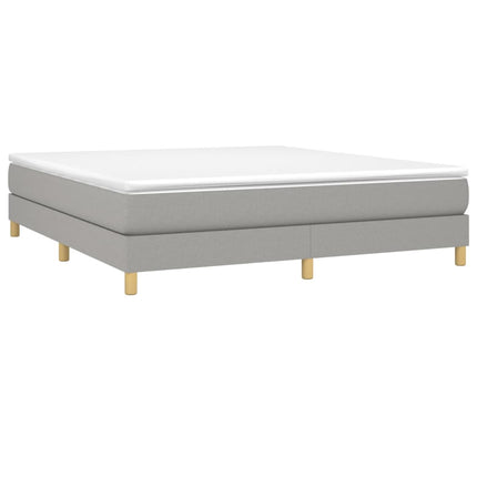 Box Spring Bed Frame Light Gray King Fabric (US Only)