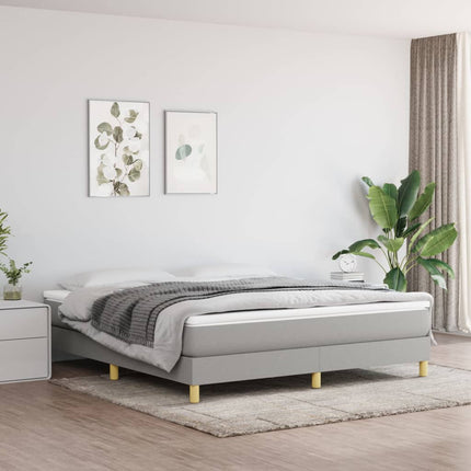 Box Spring Bed Frame Light Gray King Fabric (US Only)