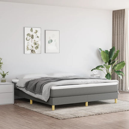 Box Spring Bed Frame Dark Gray King Fabric (US Only)