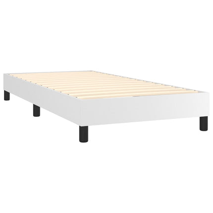 Box Spring Bed Frame White Twin Faux Leather (US Only)