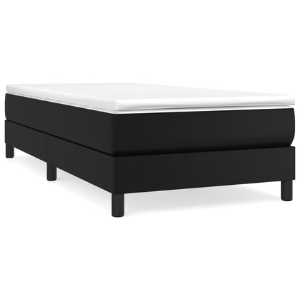 Box Spring Bed Frame Black Twin XL Faux Leather (US Only)