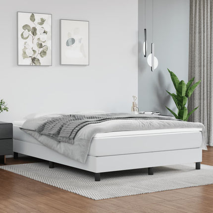 Box Spring Bed Frame White Full Faux Leather (US Only)