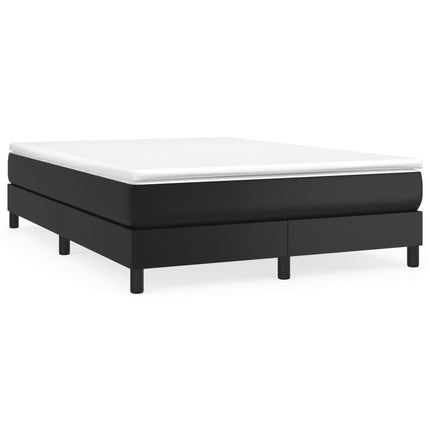 Box Spring Bed Frame Black Queen Faux Leather (US Only)