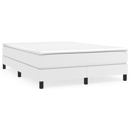 Box Spring Bed Frame White Queen Faux Leather (US Only)