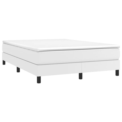 Box Spring Bed Frame White Queen Faux Leather (US Only)