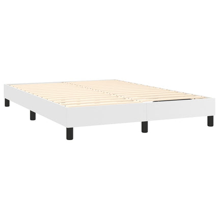 Box Spring Bed Frame White Queen Faux Leather (US Only)
