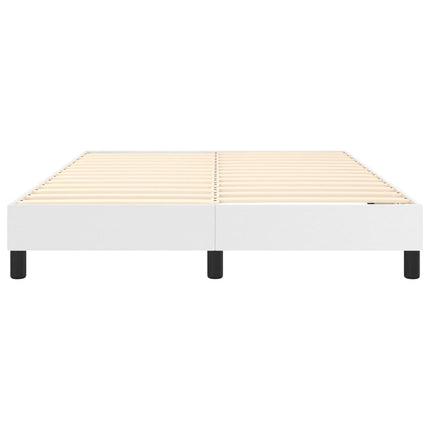 Box Spring Bed Frame White Queen Faux Leather (US Only)
