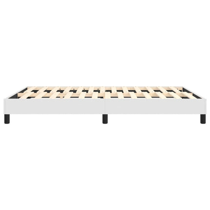 Box Spring Bed Frame White Queen Faux Leather (US Only)