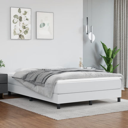 Box Spring Bed Frame White Queen Faux Leather (US Only)