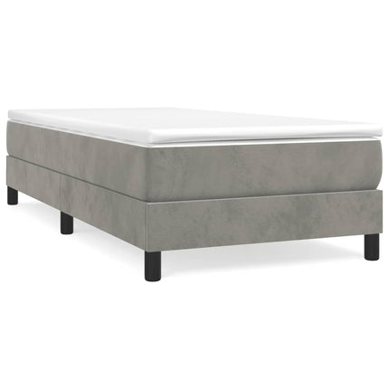 Box Spring Bed Frame Light Gray Twin Velvet (US Only)