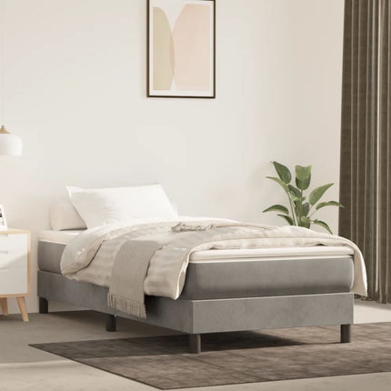 Box Spring Bed Frame Light Gray Twin Velvet (US Only)