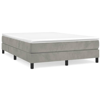 Box Spring Bed Frame Light Gray Queen Velvet (US Only)