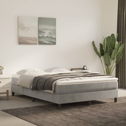 Box Spring Bed Frame Light Gray Queen Velvet (US Only)