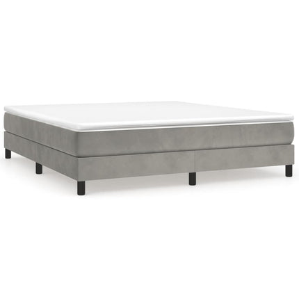 Box Spring Bed Frame Light Gray King Velvet (US Only)