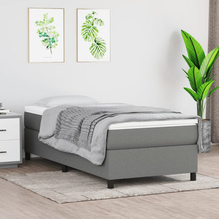 Box Spring Bed Frame Dark Gray Twin Fabric (US Only)