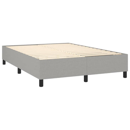 Box Spring Bed Frame Light Gray Queen Fabric (US Only)