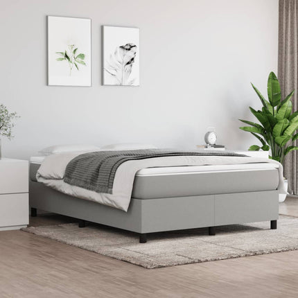 Box Spring Bed Frame Light Gray Queen Fabric (US Only)