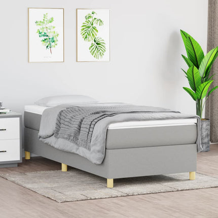 Box Spring Bed Frame Light Gray Twin XL Fabric (US Only)