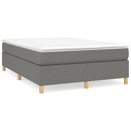 Box Spring Bed Frame Dark Gray Queen Fabric (US Only)