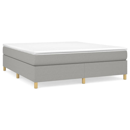 Box Spring Bed Frame Light Gray King Fabric (US Only)