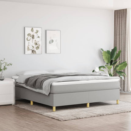 Box Spring Bed Frame Light Gray King Fabric (US Only)
