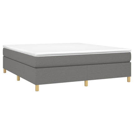 Box Spring Bed Frame Dark Gray California King Fabric (US Only)