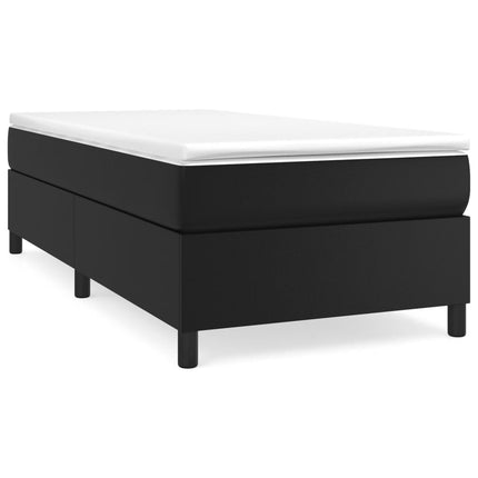 Box Spring Bed Frame Black Twin XL Faux Leather (US Only)