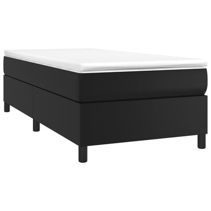 Box Spring Bed Frame Black Twin XL Faux Leather (US Only)