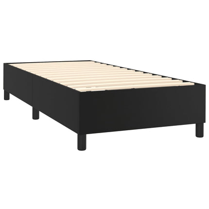 Box Spring Bed Frame Black Twin XL Faux Leather (US Only)
