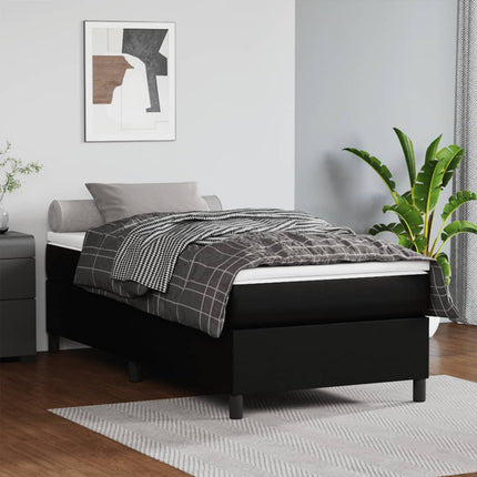 Box Spring Bed Frame Black Twin XL Faux Leather (US Only)