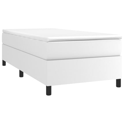 Box Spring Bed Frame White Twin XL Faux Leather (US Only)