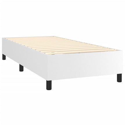 Box Spring Bed Frame White Twin XL Faux Leather (US Only)