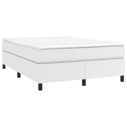 Box Spring Bed Frame White Full Faux Leather (US Only)