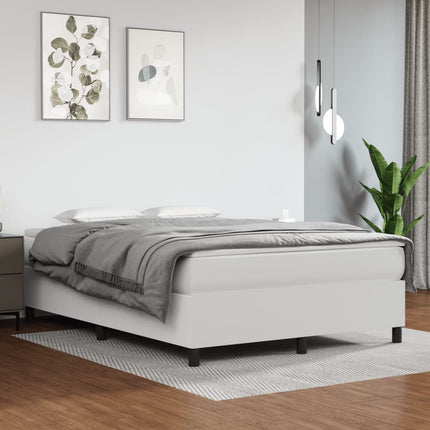Box Spring Bed Frame White Full Faux Leather (US Only)