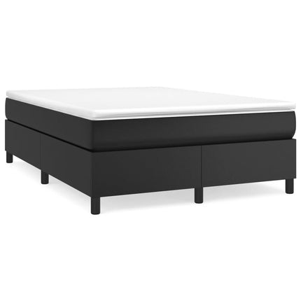 Box Spring Bed Frame Black Queen Faux Leather (US/AU Only)
