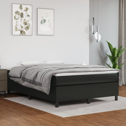 Box Spring Bed Frame Black Queen Faux Leather (US/AU Only)