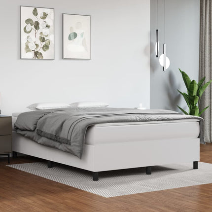 Box Spring Bed Frame White Queen Faux Leather (US Only)