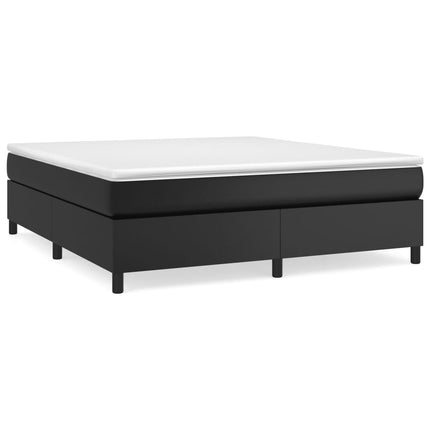 Box Spring Bed Frame Black King Faux Leather (US Only)
