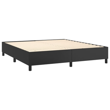 Box Spring Bed Frame Black King Faux Leather (US Only)