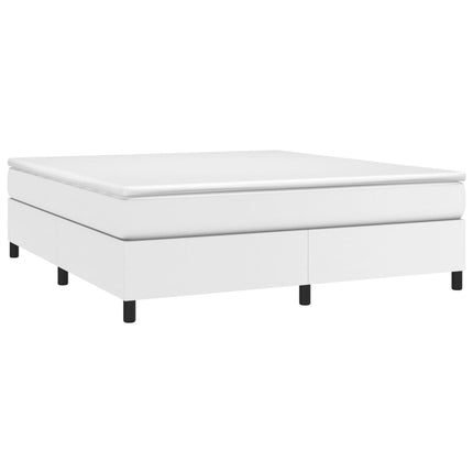 Box Spring Bed Frame White King Faux Leather (US Only)