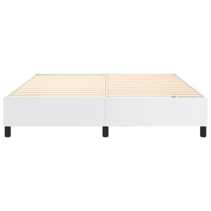 Box Spring Bed Frame White King Faux Leather (US Only)