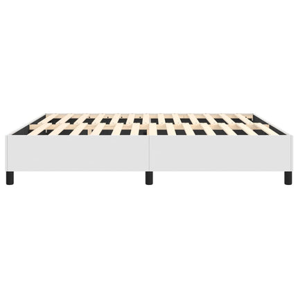 Box Spring Bed Frame White King Faux Leather (US Only)
