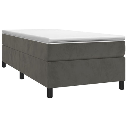 Box Spring Bed Frame Dark Gray Twin Velvet (US Only)