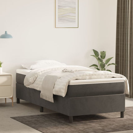 Box Spring Bed Frame Dark Gray Twin Velvet (US Only)