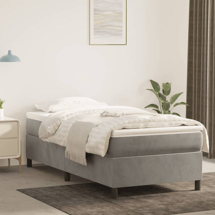 Box Spring Bed Frame Light Gray Twin XL Velvet (US Only)