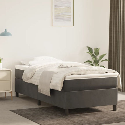 Box Spring Bed Frame Dark Gray Twin XL Velvet (US Only)