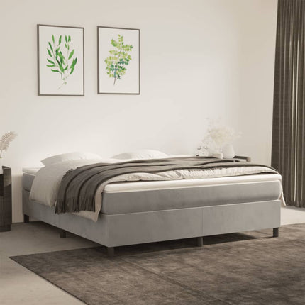 Box Spring Bed Frame Light Gray California King Velvet (US Only)