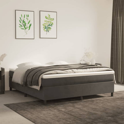 Box Spring Bed Frame Dark Gray California King Velvet (US Only)