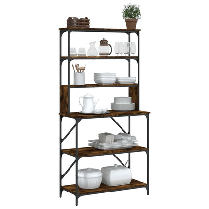 Baker's Rack 6-Tier Smoked Oak 35.4x15.7x70.9" Engineered Wood