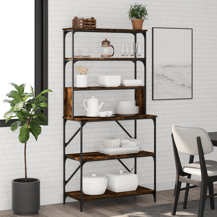 Baker's Rack 6-Tier Smoked Oak 35.4x15.7x70.9" Engineered Wood